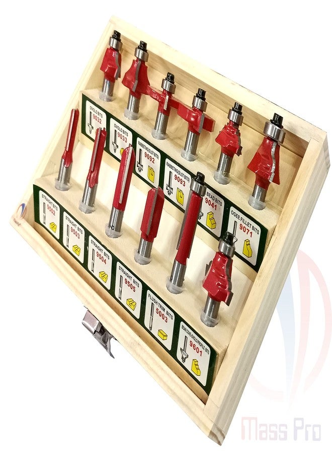 Mass Pro Professional Router Bit Tungsten Carbide Router Bit Cutter Set Wood For Woodworking Tool Shank (8mm Shank Mix Bearing Shape) - Image 2